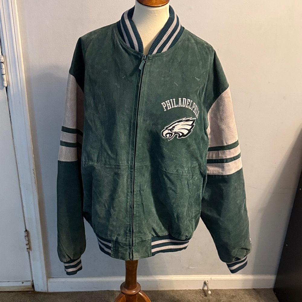 NFL Philadelphia Eagles Green and Gray Bomber Jacket